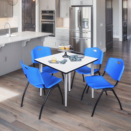 Regency Kahlo Square Table & Chair Sets, 42 W, 42 L, 29 H, Wood, Metal, Plastic Top, White TPL4242WHCM47BE